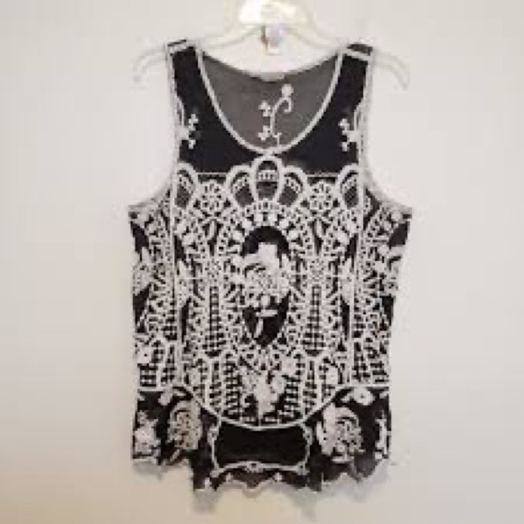 Capri Tops - Capri - Bohemian Overlay Semi - Sheer Top